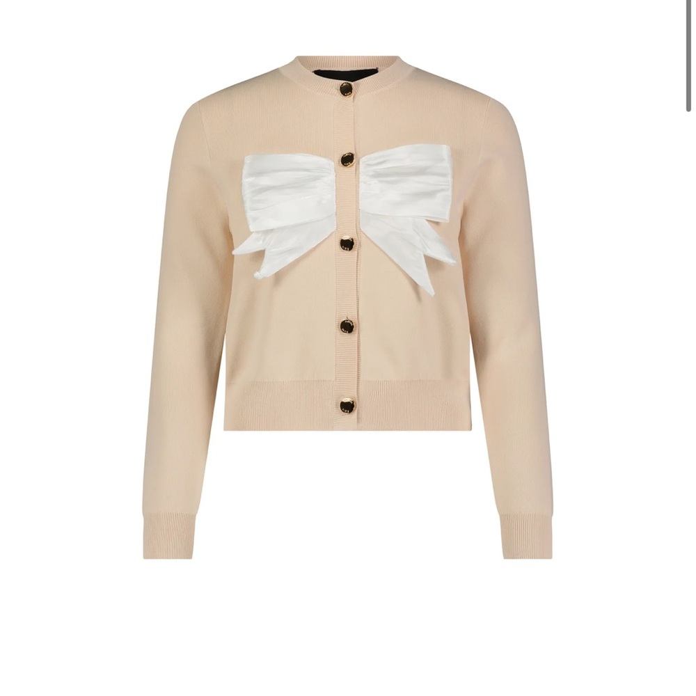 Cream Bow-Accent Cardigan Sweater - Women's
